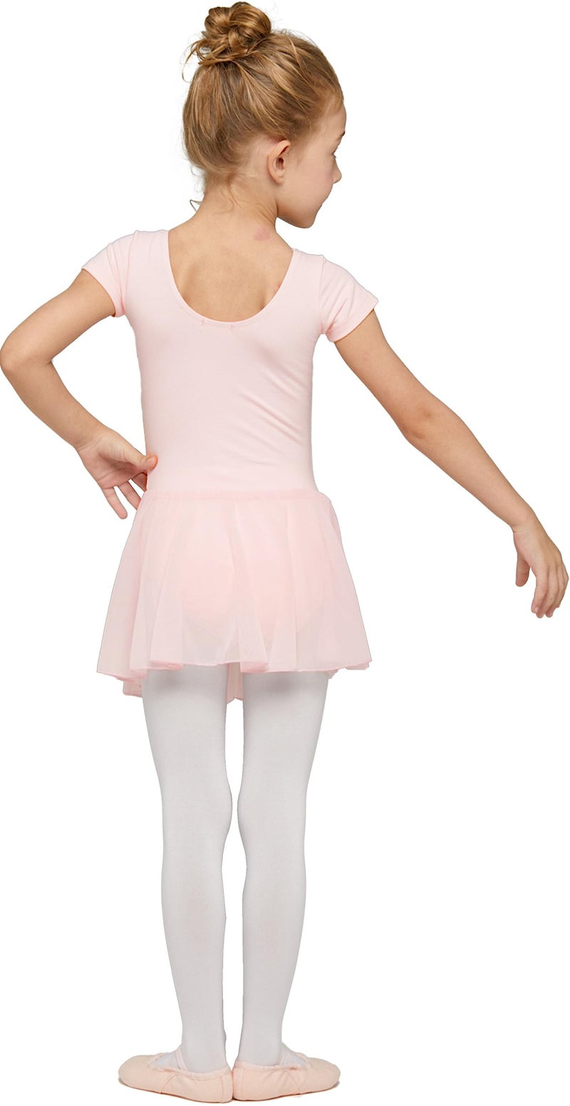 MdnMd Toddler Dance Ballet Leotards for Girls Classic Short Sleeve Tutu Skirt Tights (Ballet Pink, Age 2-4 / 2t,3t) - Image 2